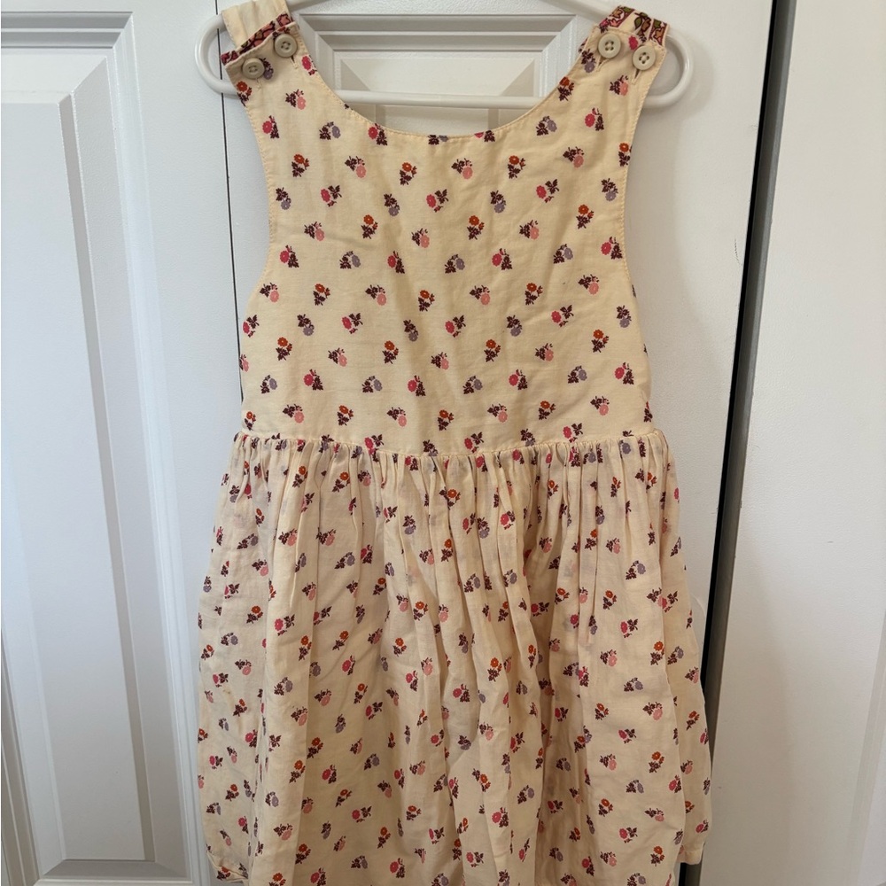 Mini Boden Cream Pink Pleated Sundress